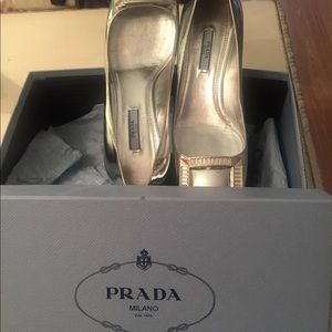 Prada Loafer Show in silver